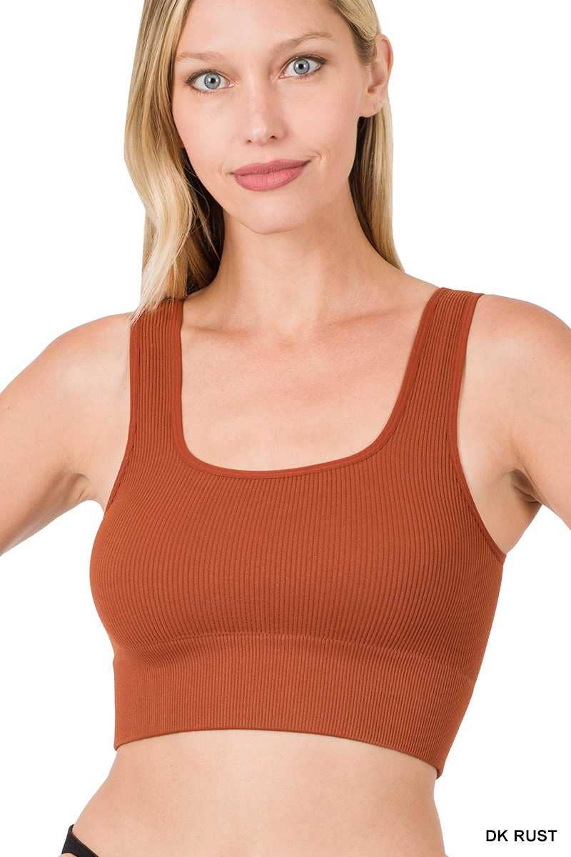 Ribbed Square Neck Cropped Tank Top - Storm and Sky Shoppe