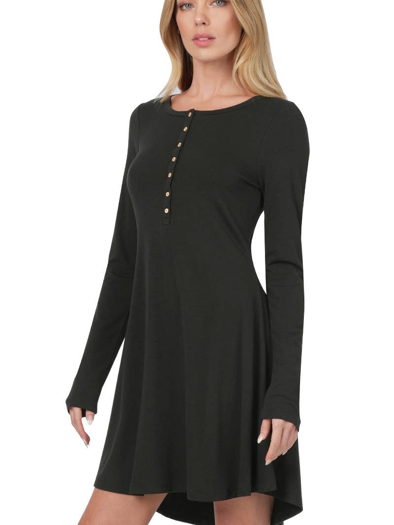 Long Sleeve Buttoned Dress - Storm and Sky Shoppe