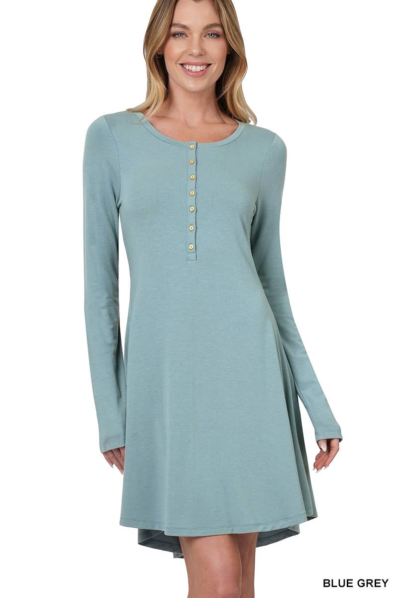 Long Sleeve Buttoned Dress - Storm and Sky Shoppe
