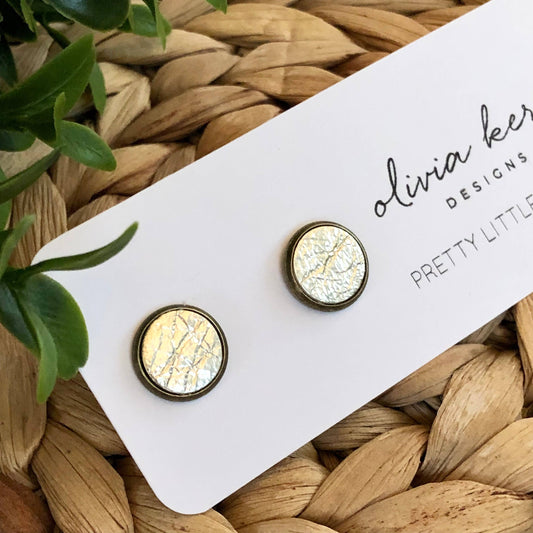 Pretty Little Things Studs - Shiny Champagne: Antique Bronze Setting - Storm and Sky Shoppe