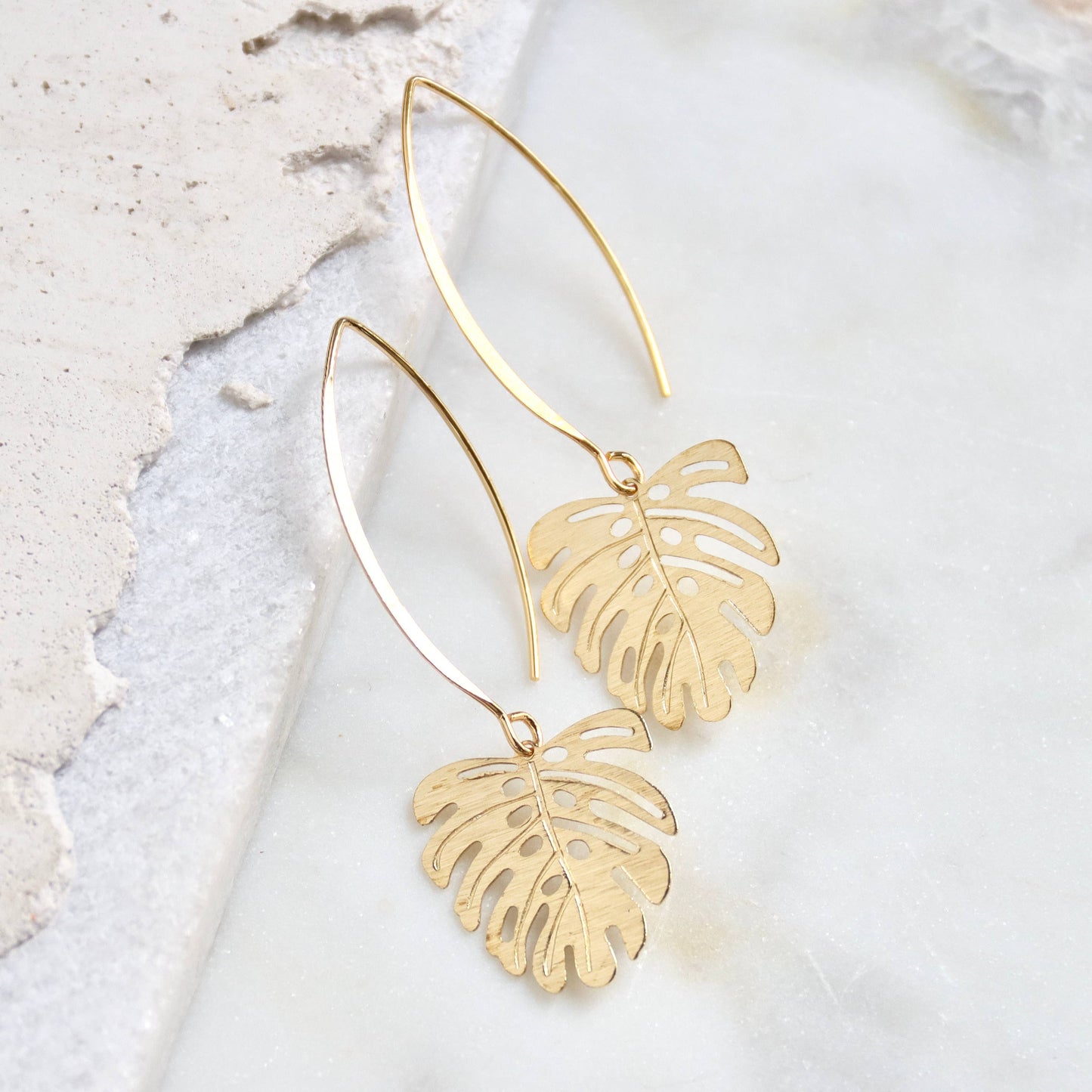 Monstera Drop Earrings - Gold - Storm and Sky Shoppe