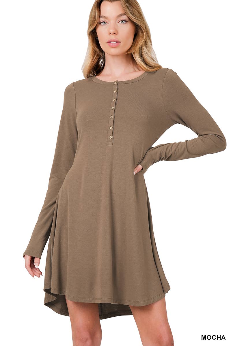 SI-23621 LONG SLEEVE BUTTON DOWN DRESS - Storm and Sky Shoppe