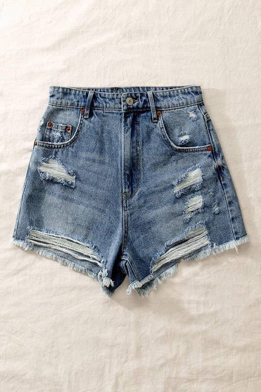 DISTRESSED DENIM SHORTS - Storm and Sky Shoppe - Urban Daizy