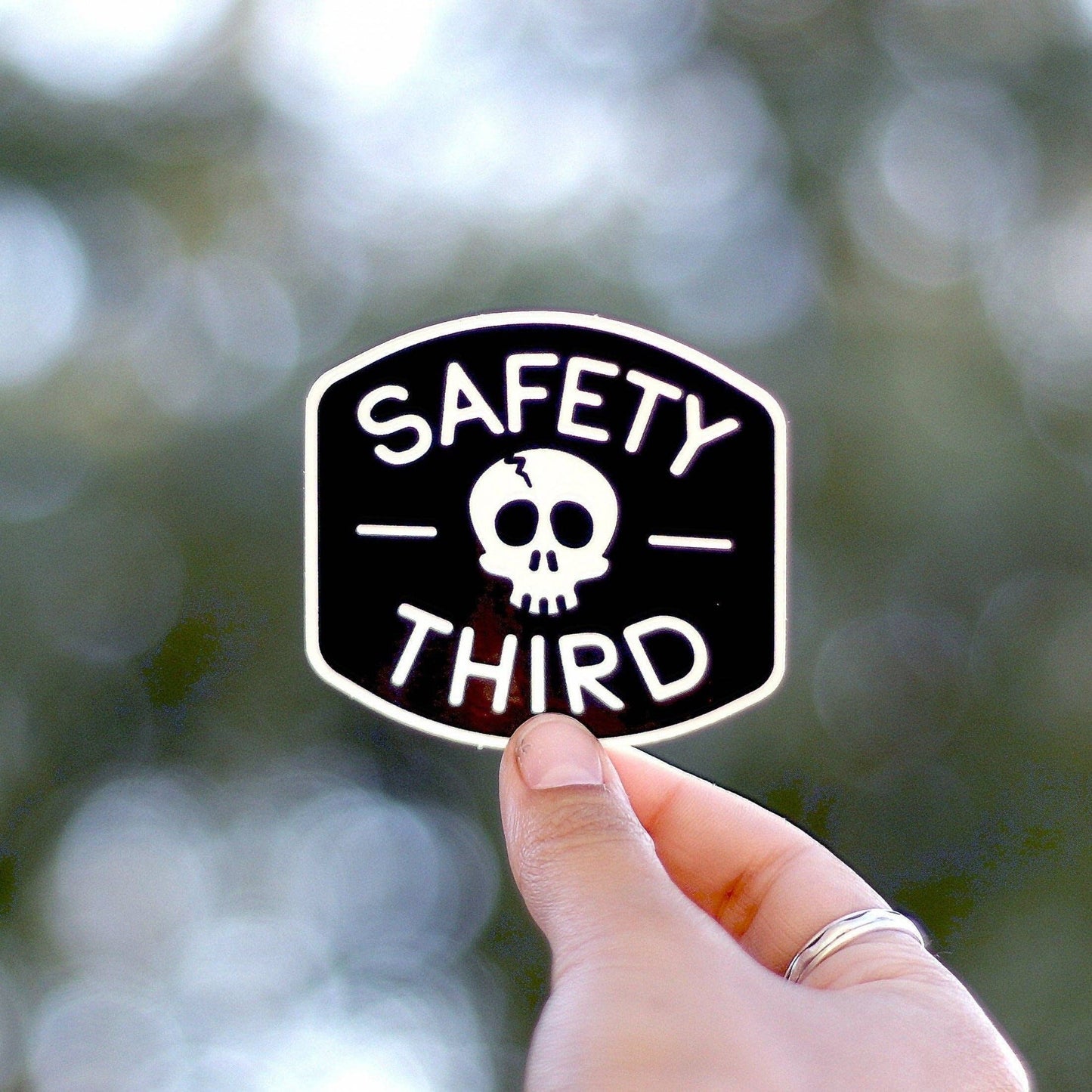 Safety Third Sticker |  Waterproof Vinyl Decal | For helmets and water bottles - Storm and Sky Shoppe - Squatchy