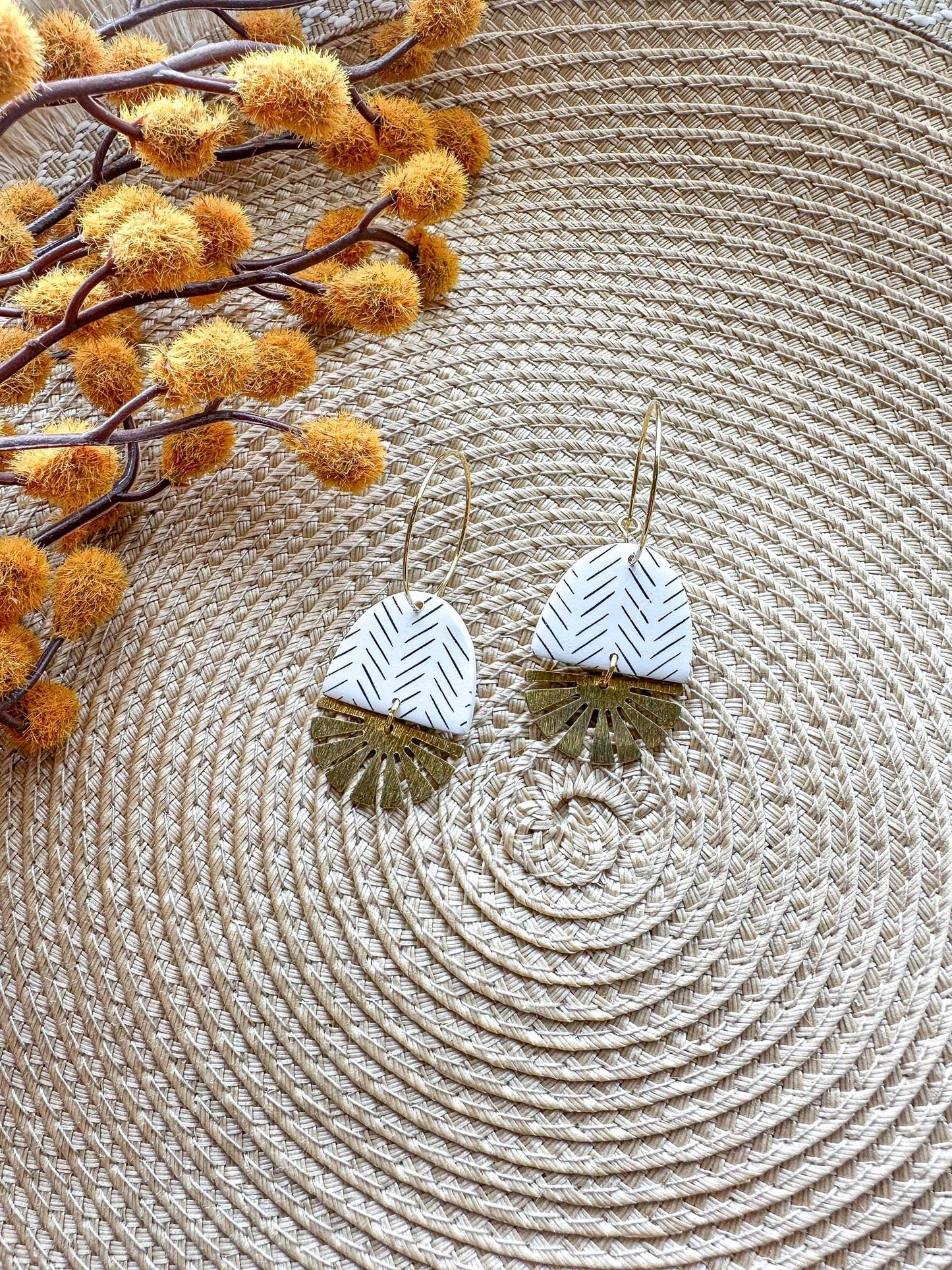 Lucy | Chevron | Clay Earrings: Gold Findings - Storm and Sky Shoppe