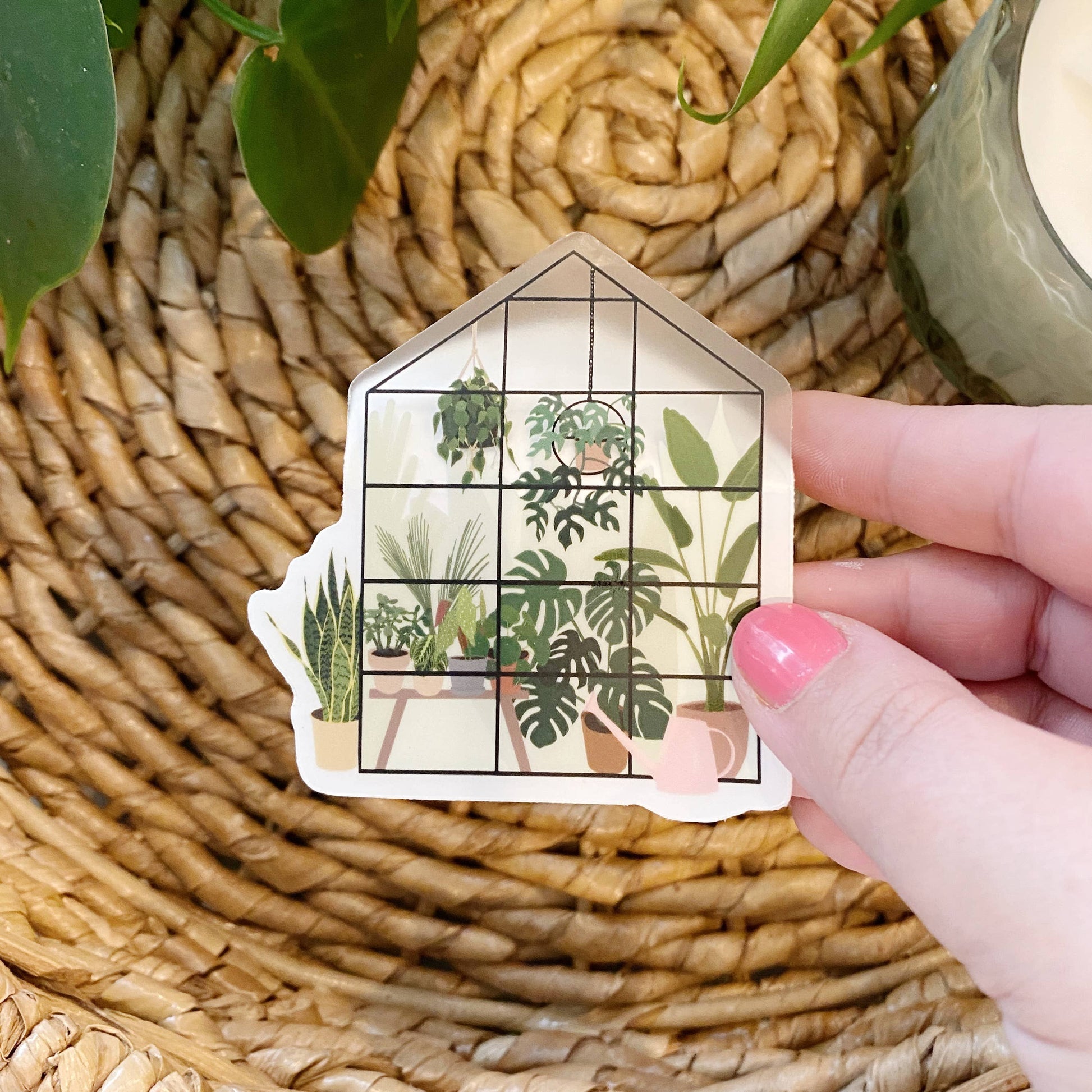 Plant-Filled Greenhouse CLEAR Sticker - Storm and Sky Shoppe - Clay Collection Co.