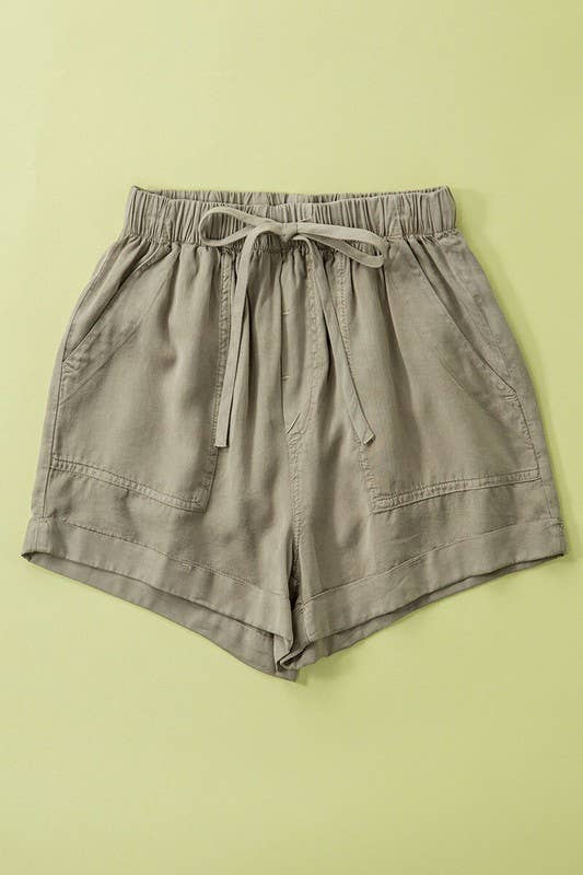 PATCH POCKET TENCEL SUMMER SHORTS - Storm and Sky Shoppe - Urban Daizy