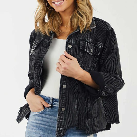 Colorful Corduroy Distressed Jacket: LG / Black - Storm and Sky Shoppe - Love Bug Apparel