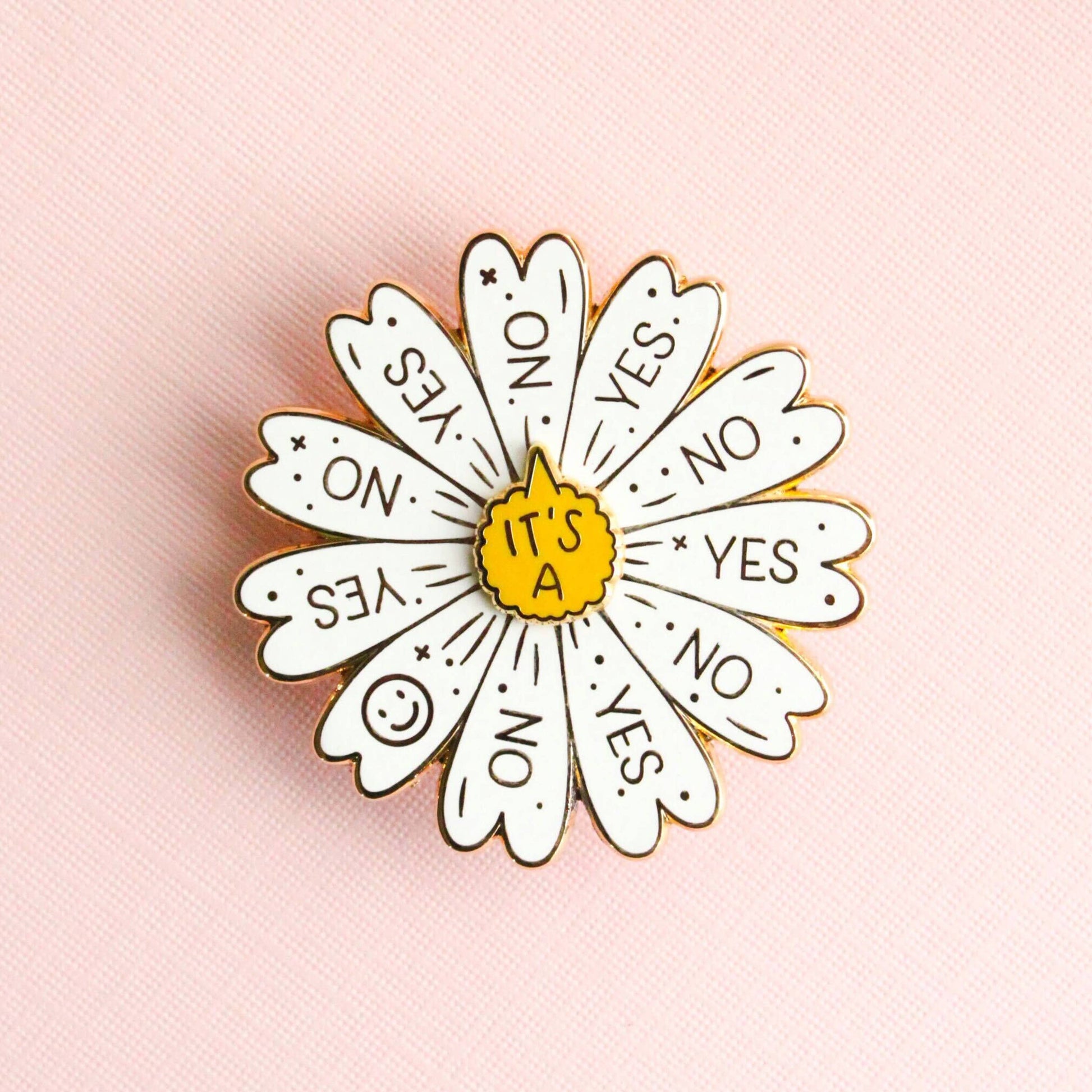 Spinning Daisy Enamel Pin, Interactive Pin, Spinning Pin - Storm and Sky Shoppe