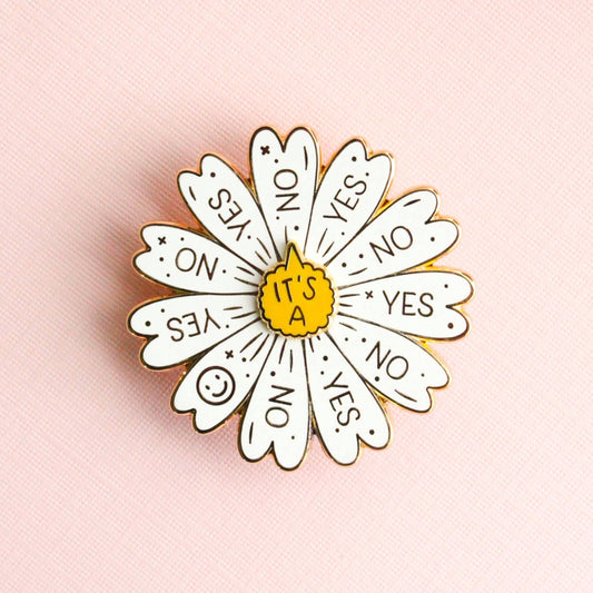 Spinning Daisy Enamel Pin, Interactive Pin, Spinning Pin - Storm and Sky Shoppe