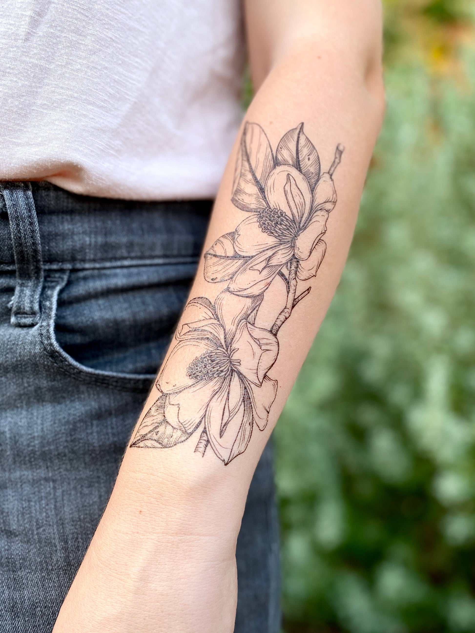 Magnolia Flower Temporary Tattoo - Storm and Sky Shoppe